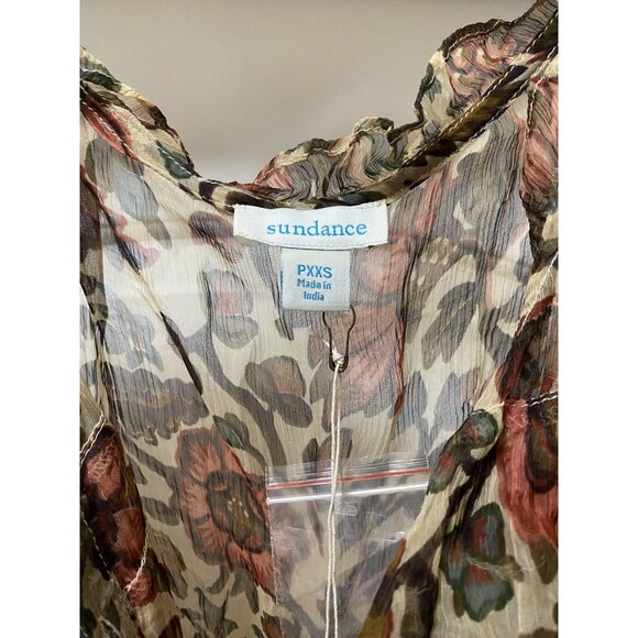 Sundance Litzy Bloom Dress Womens XXS Floral Ruffle Long Sleeve Boho Midi Sheer - Picture 3 of 6